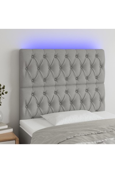 Concept Tăblie de pat cu LED, gri deschis, 100x7x118/128 cm, textil