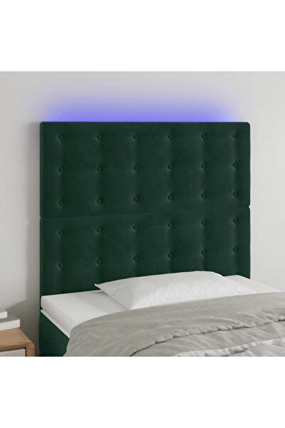Concept Tăblie de pat cu LED, verde închis, 100x5x118/128 cm, catifea