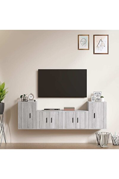 Concept Σετ ντουλαπιών τηλεόρασης, 4 τεμάχια, γκρι Sonoma, επεξεργασμένο ξύλο