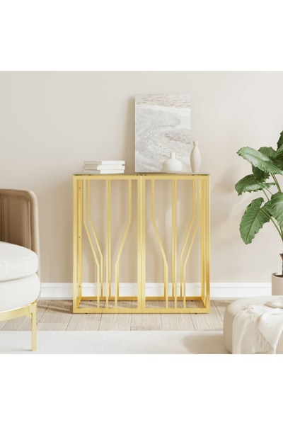 Concept Masă consolă, auriu, 70x30x70 cm, oțel inoxidabil și sticlă