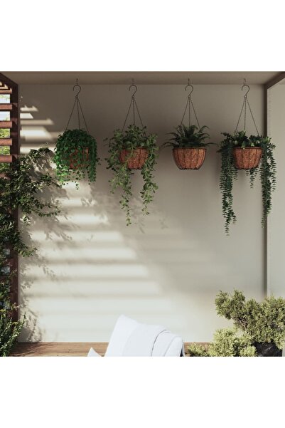 Concept Jardiniere suspendate căptușeală cocos 4 buc. Ø 30x52cm oțel