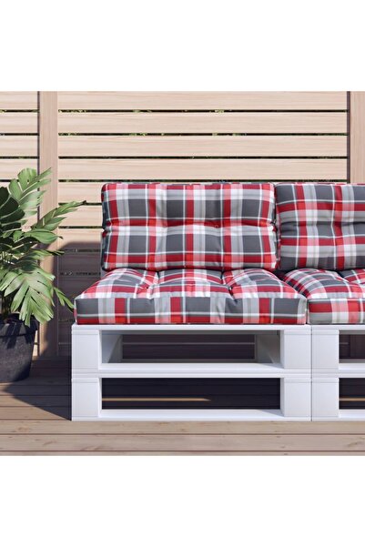 Concept Μαξιλάρια καναπέ από παλέτα, 2 τεμ., κόκκινα, Καρό, ύφασμα