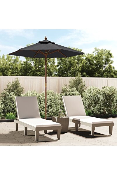 Concept Ομπρέλα κήπου με ξύλινο κοντάρι, μαύρη, 196x231 εκ.