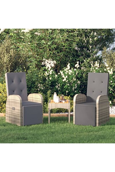 Concept Πτυσσόμενες καρέκλες κήπου με μαξιλάρια, 2 τεμ., γκρι, πολυρατάν