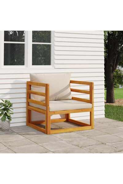 Concept Garden chair with light gray Pillow , solid acacia wood