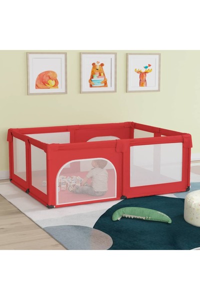 Concept Παρκοκρέβατο με 2 πόρτες, κόκκινο, ύφασμα Oxford