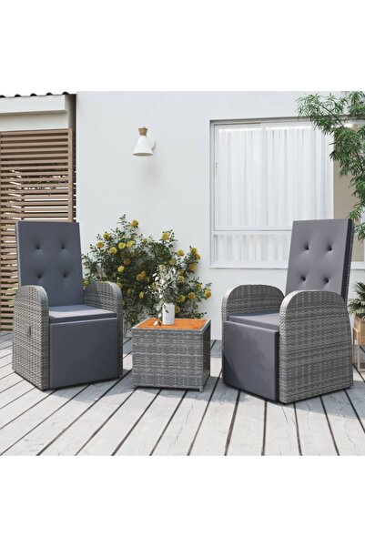 Concept Set șezlonguri de grădină, 3 piese, poliratan și lemn acacia