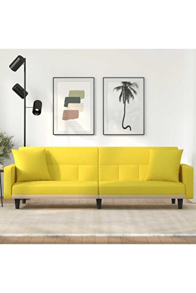 Concept Разтегателен диван, с възглавници, светложълт, текстил