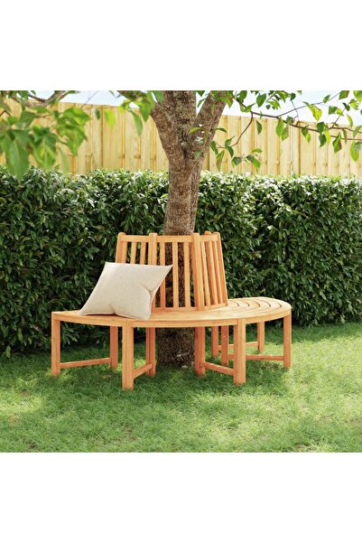 Concept Bancă de copac semi rotundă, Ø160 cm, lemn masiv de tec