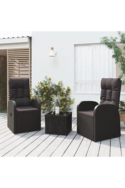 Concept Σετ ξαπλώστρες κήπου, 3 τεμάχια, μαύρο, πολυεστέρας και ατσάλι