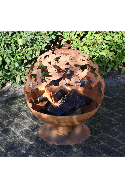 Esschert Design Vatră de foc, ruginiu, model păsări decupaj laser