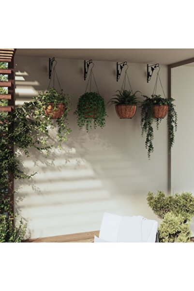 Concept Suporturi de jardiniere coș suspendate 4 buc, negru, oțel