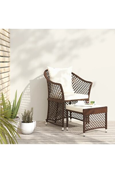 Concept Σετ ξαπλώστρας κήπου με μαξιλάρια, 2 τεμάχια, καφέ, πολυεστέρας ρατάν