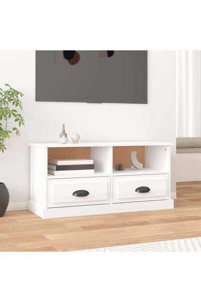 Concept Comodă TV, alb extralucios, 93x35,5x45 cm, lemn prelucrat