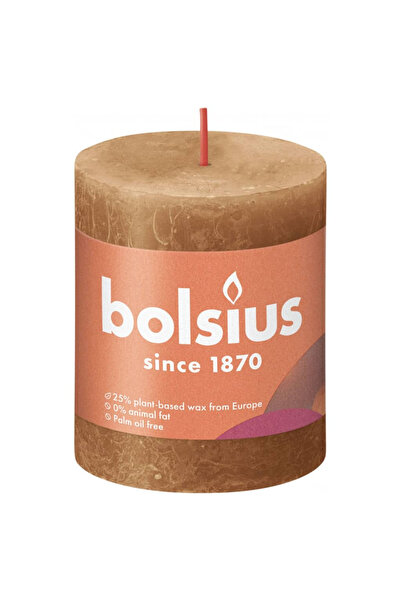 Bolsius Lumânări bloc rustice Shine, 4 buc., maro condiment, 80x68 mm
