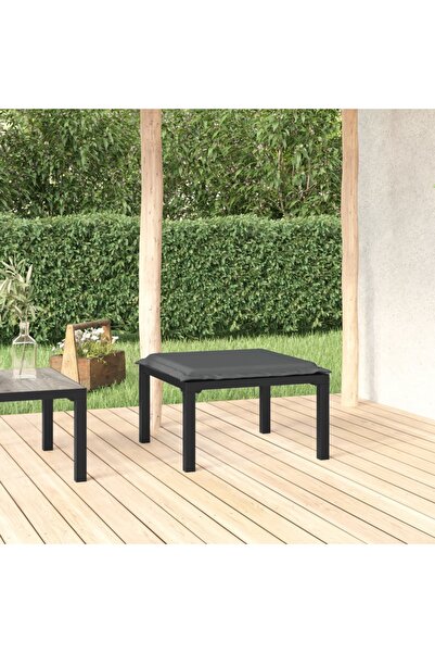 Concept Taburet de grădină cu pernă, negru și gri, poliratan