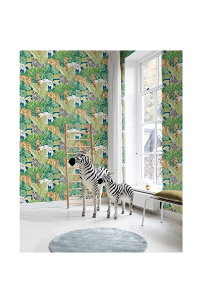 Noordwand Ταπετσαρία Good Vibes Jungle Animals, Πράσινη και Μαύρη