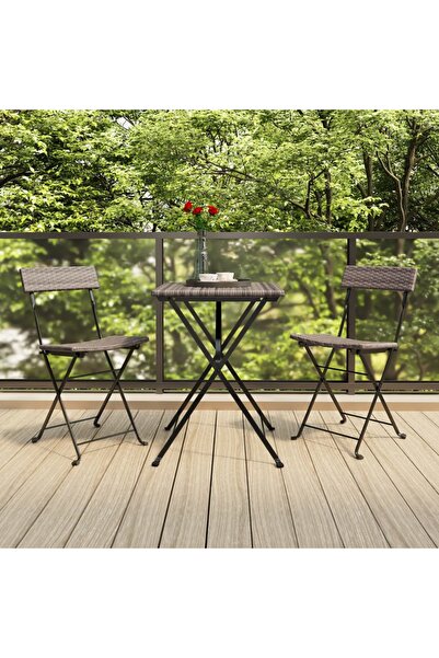 Concept Πτυσσόμενες καρέκλες bistro, 2 τεμ., γκρι, πολυεστέρας και χάλυβας