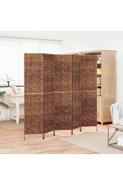 Concept Paravan de cameră cu 5 panouri maro, 205x180 cm, zambilă de apă