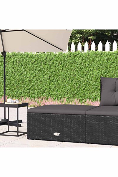 Concept Taburet de grădină cu pernă, negru, poliratan