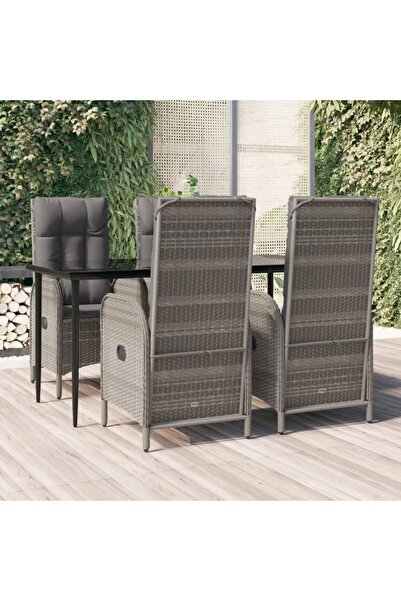 Concept Σετ επίπλων κήπου 5 τεμαχίων με μαξιλάρια, μαύρο/γκρι, πολυρατάν