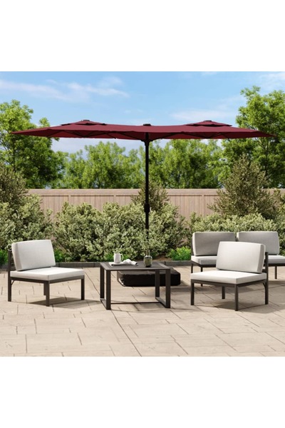 Concept Umbrelă de soare două capete, cu LED-uri, roșu bordo 316x240 cm