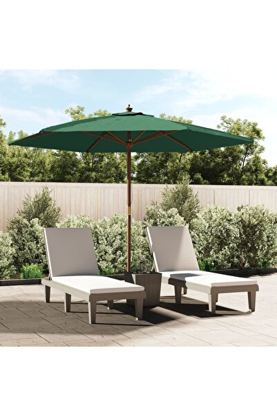 Concept Ομπρέλα κήπου με ξύλινο κοντάρι, πράσινη, 299 x 240 εκ.