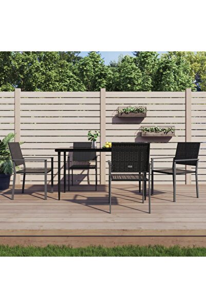 Concept Καρέκλες κήπου, 4 τεμ., μαύρες, 54x62,5x89 cm, πολυρατάν