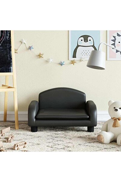Concept Παιδικός καναπές, μαύρος, 50x40x30 cm, οικολογικό Δερμάτινο