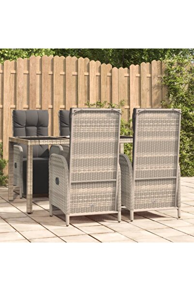 Concept Σετ επίπλων κήπου 5 τεμαχίων με μαξιλάρια, γκρι, πολυρατάν