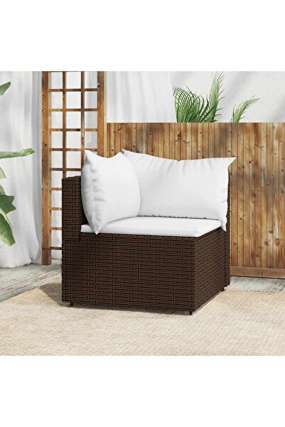 Concept Γωνιακός καναπές με Μαξιλάρι κήπου, καφέ, πολυρατάν