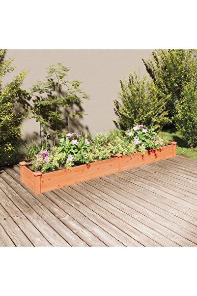 Concept Strat grădină înălțat cu căptușeală maro 240x45x25 cm lemn brad