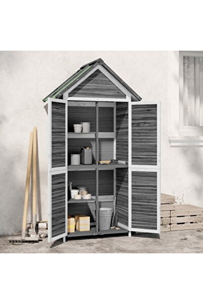 Concept Magazie de unelte de grădină gri 89x52,5x175 cm lemn masiv pin