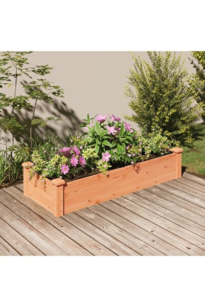 Concept Strat grădină înălțat cu căptușeală maro 120x45x25 cm lemn brad