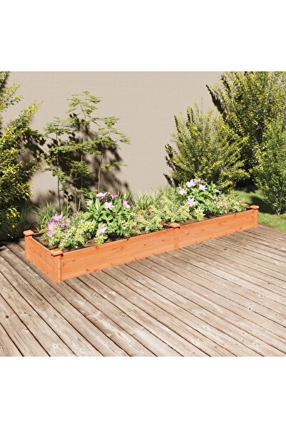 Concept Strat grădină înălțat cu căptușeală maro 240x60x25 cm lemn brad