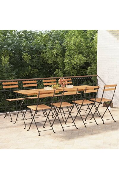 Concept Πτυσσόμενες καρέκλες bistro, 8 τεμ., από μασίφ teak και ατσάλι