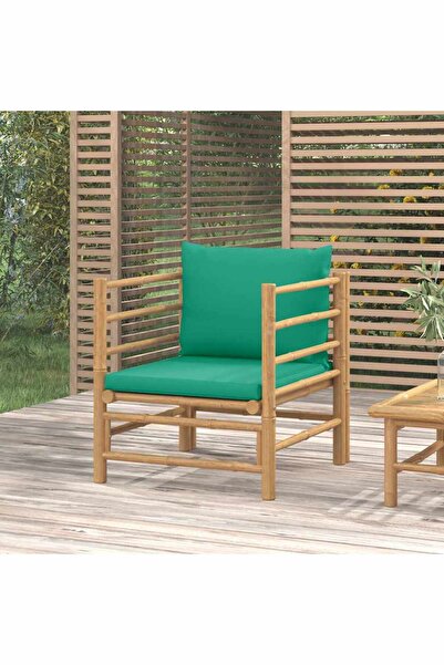 Concept Καναπές κήπου με πράσινα μαξιλάρια, Μπαμπού