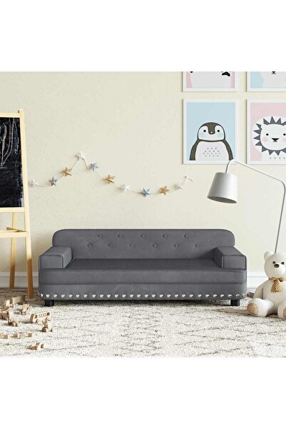 Concept Детски диван, тъмносив, 90x53x30 см, кадифе