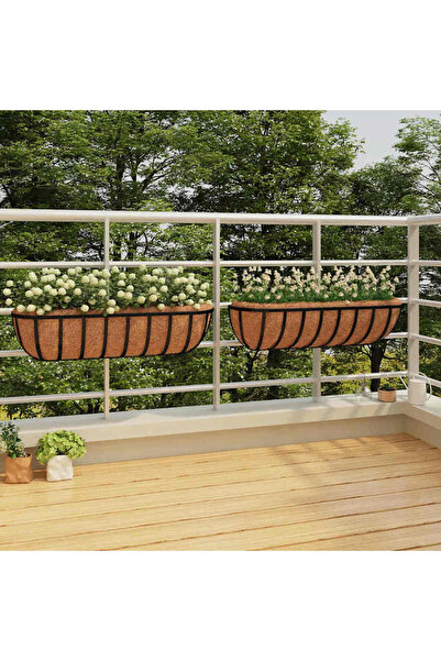 Concept Αποχέτευση τοίχου 2 τεμ. επένδυση καρύδας, μαύρη, 61x19x16 cm, ατσάλι