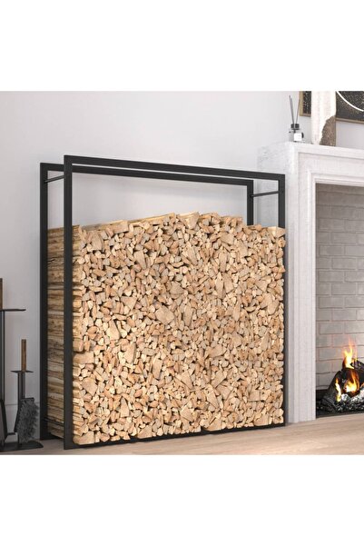 Concept Ράφι για καυσόξυλα, ματ μαύρο, 110x28x116 cm, ατσάλι