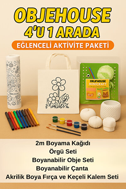 Empressco 4’ü 1 Arada Eğlenceli Aktivite Paketi – Boyama, Örgü, Alçı Obje ve ...