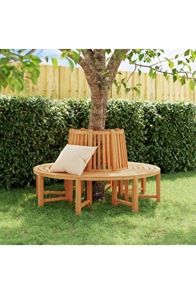 Concept Ημιστρογγυλά παγκάκια δέντρων, 2 τεμάχια, Ø160 cm, μασίφ ξύλο τικ