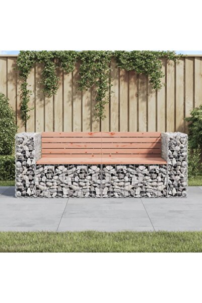 Concept Bancă de grădină cu gabion, 184x71x65,5 cm, lemn masiv Douglas