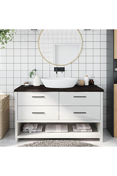 Concept Blat de baie, gri închis, 140x60x4 cm, lemn masiv tratat