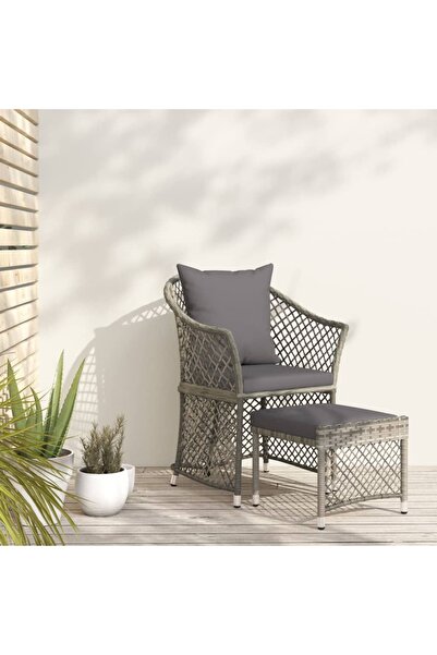 Concept Set mobilier de grădină cu perne, 2 piese, gri, poliratan
