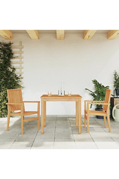 Concept Στοιβαζόμενες καρέκλες κήπου 2 τεμ. 56,5x57,5x91 εκ. από μασίφ ξύλο τικ