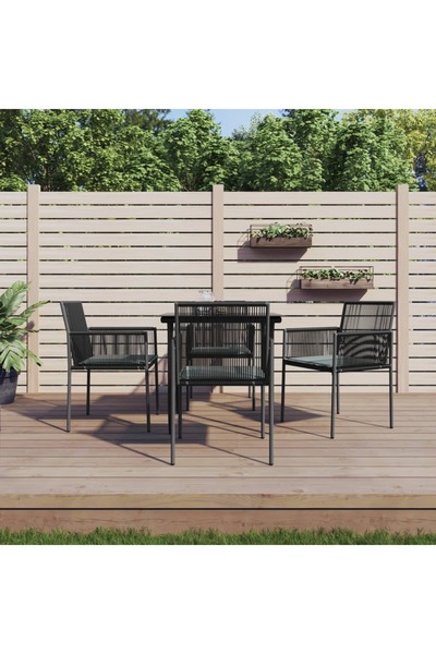 Concept Σετ επίπλων κήπου με μαξιλάρια, 5 τεμάχια, μαύρο, πολυεστέρας και ατσάλι