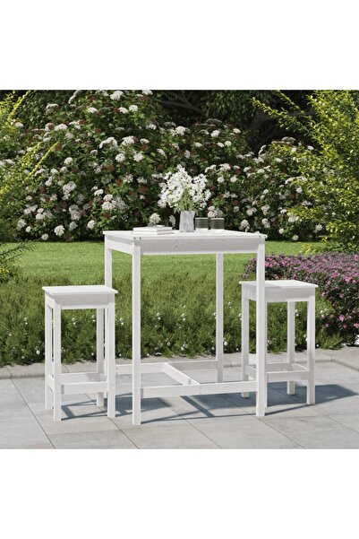 Concept Σετ μπαρ κήπου, 3 τεμάχια, λευκό, μασίφ ξύλο πεύκου