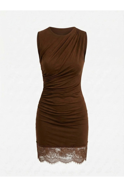 BY SE'MAS WEAR Streç Lace Piece Drapelled Short Dress