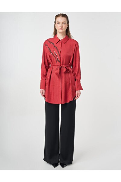 Kayra İşleme Detaylı Modal Tunik Yakut